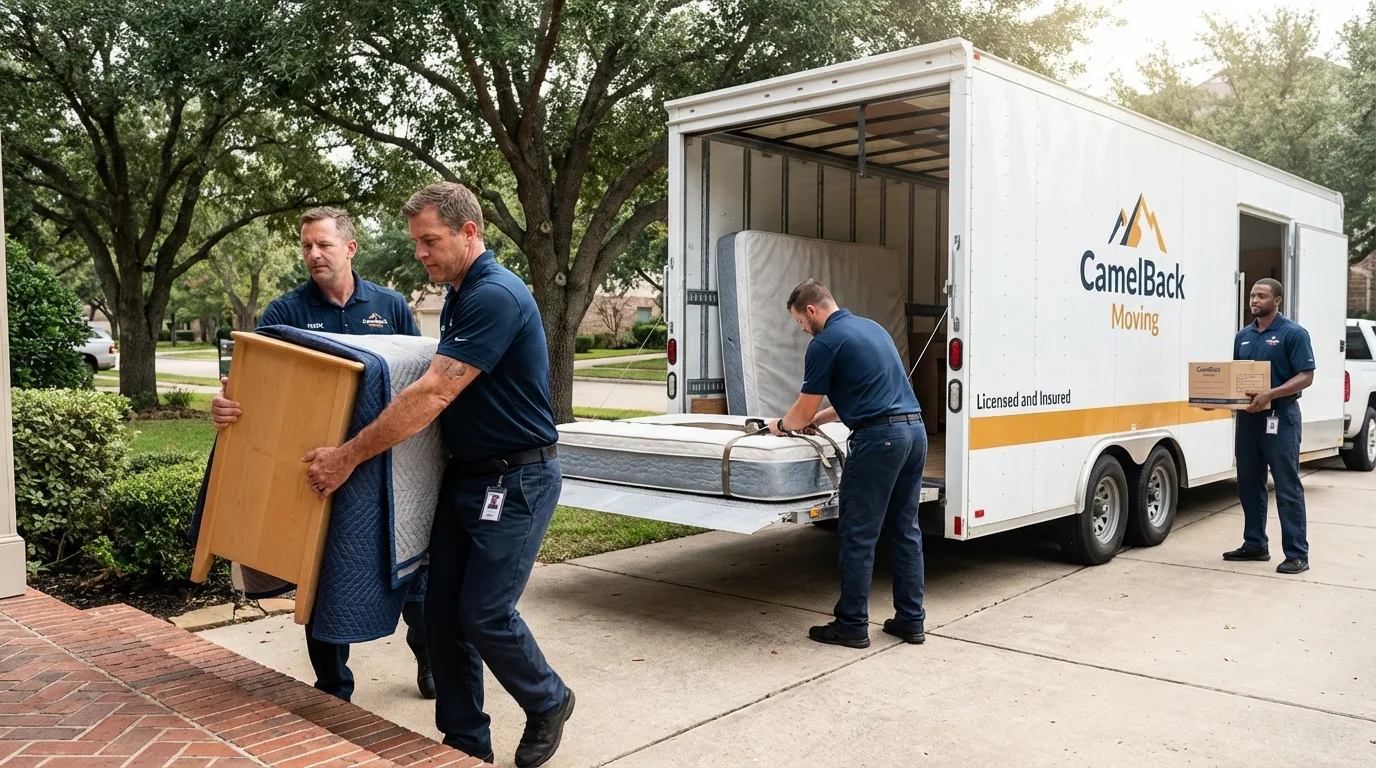 Crew loading residential truck for cross-state move from West Point, VA